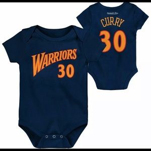 NWT Mitchell & Ness NBA Infant Steph Curry Navy Golden State Warriors Bodysuit